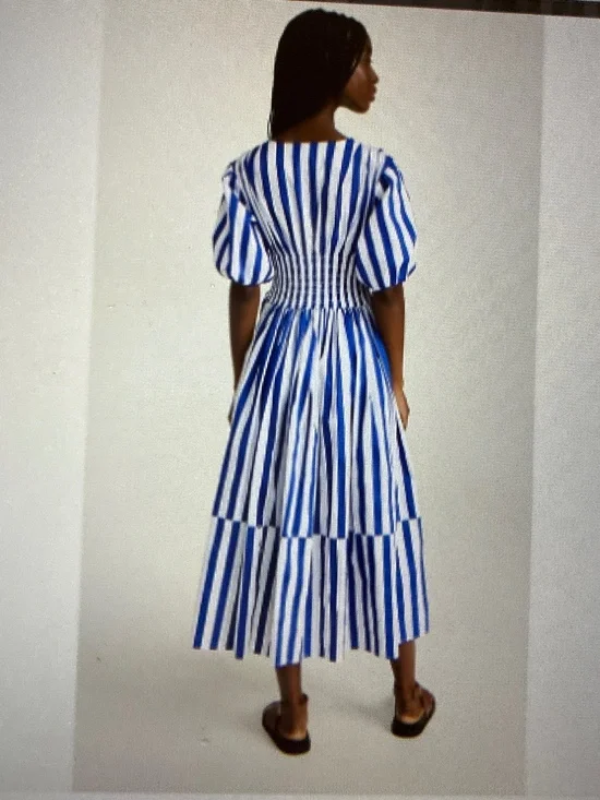 AYR Extra Extra Maria’s Blue Regatta Stripe Midi Dress - Picture 2 of 5